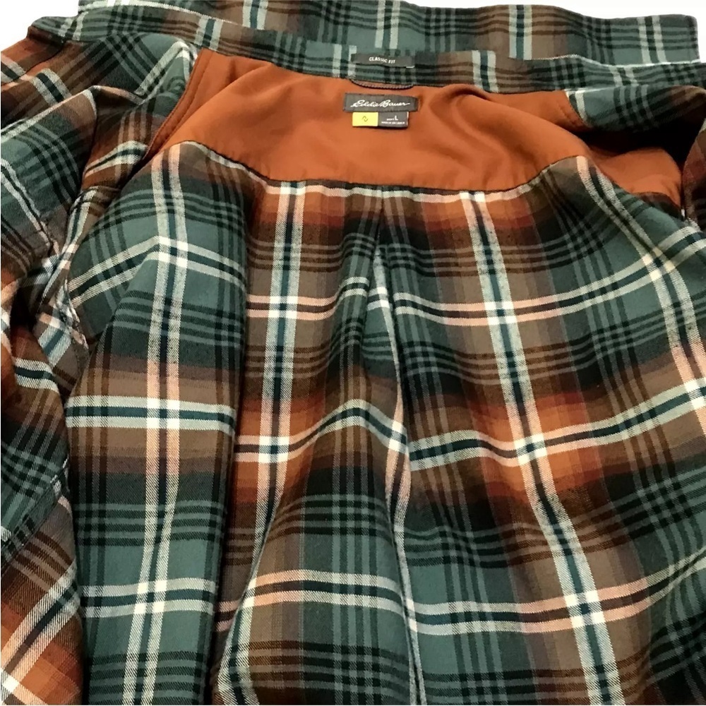 EDDIE BAUER Classic Fit Plaid Traveler Button Up Shirt Men's Size Large L - Picture 7 of 12